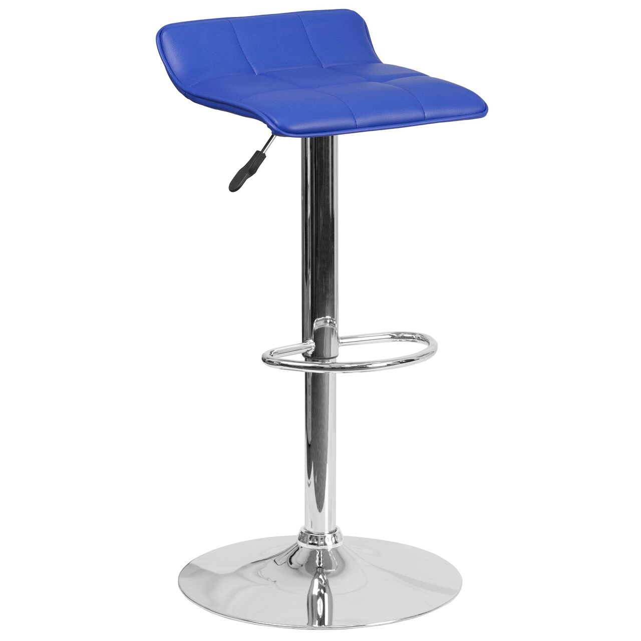 Flash Furniture 35.25&#x22; Blue Vinyl Elegant Height Adjustable Barstool with Quilted Wave Seat and Chrome Base